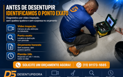 Câmera de vídeo antes de desentupir? Desentupidora no ABC diagnostica sem quebrar nada
